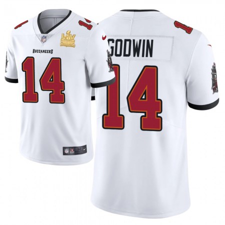 Miesten Tampa Bay Buccaneers NFL Pelipaita Chris Godwin 14 Nike Valkoinen 2021 Super Bowl LV Champions